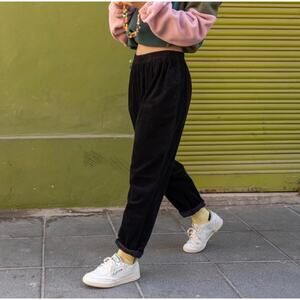 Lucy & Yak Billie Corduroy Pull On Trousers Pants Organic Cotton Black Sz S